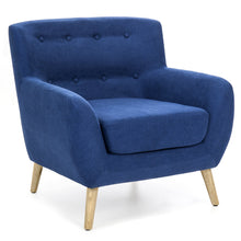 Load image into Gallery viewer, Mid-Century Modern Tufted Linen Accent Chair
