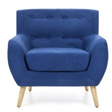Load image into Gallery viewer, Mid-Century Modern Tufted Linen Accent Chair

