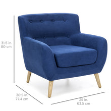 Load image into Gallery viewer, Mid-Century Modern Tufted Linen Accent Chair
