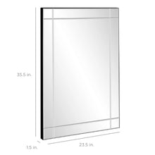 Load image into Gallery viewer, Modern Decorative Rectangular Frameless Wall Mirror - 36x24in
