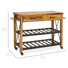 Load image into Gallery viewer, Industrial Kitchen Cart w/ Lockable Wheels - Natural
