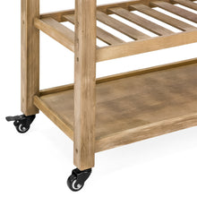 Load image into Gallery viewer, Kitchen Island Storage &amp; Bar Cart w/ Stainless Steel Top - Rustic Wood
