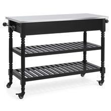 Load image into Gallery viewer, Kitchen Island Storage &amp; Bar Cart w/ Stainless Steel Top
