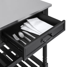 Load image into Gallery viewer, Kitchen Island Storage &amp; Bar Cart w/ Stainless Steel Top
