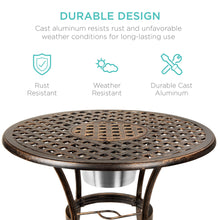Load image into Gallery viewer, Cast Aluminum Patio Bistro Set w/ Ice Bucket, Chairs, Copper Finish
