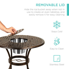 Load image into Gallery viewer, Cast Aluminum Patio Bistro Set w/ Ice Bucket, Chairs, Copper Finish
