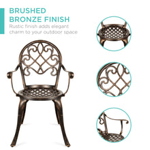 Load image into Gallery viewer, Cast Aluminum Patio Bistro Set w/ Ice Bucket, Chairs, Copper Finish
