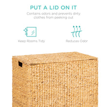 Load image into Gallery viewer, Extra Large Water Hyacinth Double Laundry Hamper Basket w/ 2 Liner Bags
