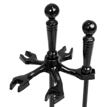 Load image into Gallery viewer, Rustic 5-Piece Iron Fireplace Tool Set w/ Tongs, Poker, Broom, Shovel, Stand
