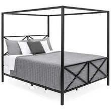 Load image into Gallery viewer, Modern Metal 4 Post Canopy Queen Bed Frame
