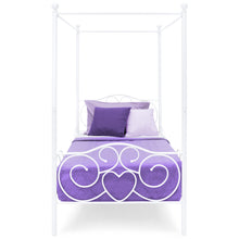Load image into Gallery viewer, Classic 4-Post Metal Canopy Twin Bed Frame w/ Scroll Design
