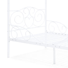 Load image into Gallery viewer, Classic 4-Post Metal Canopy Twin Bed Frame w/ Scroll Design
