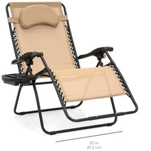 Load image into Gallery viewer, Outdoor Oversized Zero Gravity Chair Furniture w/ Cup Holder, Pillow
