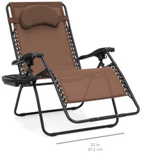 Load image into Gallery viewer, Outdoor Oversized Zero Gravity Chair Furniture w/ Cup Holder, Pillow
