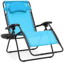 Load image into Gallery viewer, Outdoor Oversized Zero Gravity Chair Furniture w/ Cup Holder, Pillow
