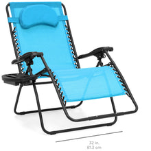 Load image into Gallery viewer, Outdoor Oversized Zero Gravity Chair Furniture w/ Cup Holder, Pillow
