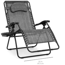 Load image into Gallery viewer, Outdoor Oversized Zero Gravity Chair Furniture w/ Cup Holder, Pillow

