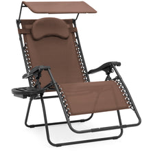 Load image into Gallery viewer, Oversized Zero Gravity Chair w/ Folding Canopy Shade Cup Holder
