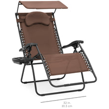 Load image into Gallery viewer, Oversized Zero Gravity Chair w/ Folding Canopy Shade Cup Holder
