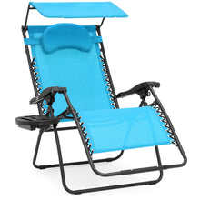 Load image into Gallery viewer, Oversized Zero Gravity Chair w/ Folding Canopy Shade Cup Holder

