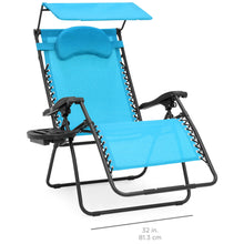Load image into Gallery viewer, Oversized Zero Gravity Chair w/ Folding Canopy Shade Cup Holder
