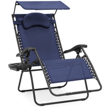 Load image into Gallery viewer, Oversized Zero Gravity Chair w/ Folding Canopy Shade Cup Holder
