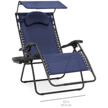 Load image into Gallery viewer, Oversized Zero Gravity Chair w/ Folding Canopy Shade Cup Holder
