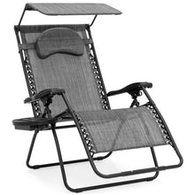 Load image into Gallery viewer, Oversized Zero Gravity Chair w/ Folding Canopy Shade Cup Holder
