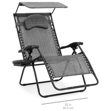 Load image into Gallery viewer, Oversized Zero Gravity Chair w/ Folding Canopy Shade Cup Holder
