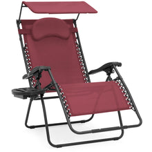 Load image into Gallery viewer, Oversized Zero Gravity Chair w/ Folding Canopy Shade Cup Holder
