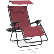 Load image into Gallery viewer, Oversized Zero Gravity Chair w/ Folding Canopy Shade Cup Holder
