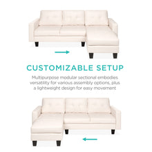 Load image into Gallery viewer, L-Shape Customizable Faux Leather Sofa Set w/ Ottoman Bench
