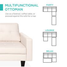 Load image into Gallery viewer, L-Shape Customizable Faux Leather Sofa Set w/ Ottoman Bench
