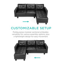 Load image into Gallery viewer, L-Shape Customizable Faux Leather Sofa Set w/ Ottoman Bench
