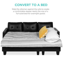 Load image into Gallery viewer, L-Shape Customizable Faux Leather Sofa Set w/ Ottoman Bench
