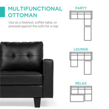Load image into Gallery viewer, L-Shape Customizable Faux Leather Sofa Set w/ Ottoman Bench
