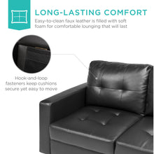 Load image into Gallery viewer, L-Shape Customizable Faux Leather Sofa Set w/ Ottoman Bench
