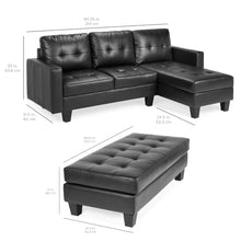 Load image into Gallery viewer, L-Shape Customizable Faux Leather Sofa Set w/ Ottoman Bench
