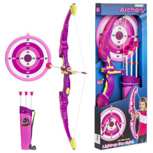 Load image into Gallery viewer, Kids 24in Light-Up Archery Toy Play Set w/ Bow, 3 Arrows, Quiver, Target
