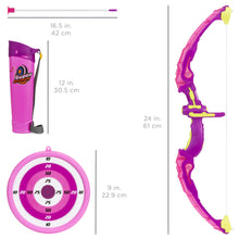 Load image into Gallery viewer, Kids 24in Light-Up Archery Toy Play Set w/ Bow, 3 Arrows, Quiver, Target
