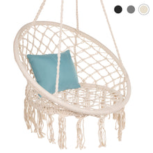 Load image into Gallery viewer, Cotton Macrame Hammock Hanging Chair Swing, Handwoven w/ Backrest
