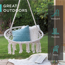 Load image into Gallery viewer, Cotton Macrame Hammock Hanging Chair Swing, Handwoven w/ Backrest
