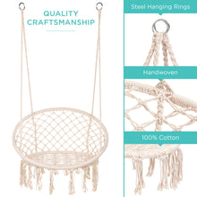 Load image into Gallery viewer, Cotton Macrame Hammock Hanging Chair Swing, Handwoven w/ Backrest
