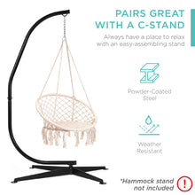 Load image into Gallery viewer, Cotton Macrame Hammock Hanging Chair Swing, Handwoven w/ Backrest
