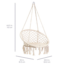Load image into Gallery viewer, Cotton Macrame Hammock Hanging Chair Swing, Handwoven w/ Backrest
