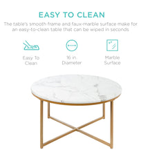 Load image into Gallery viewer, Round Coffee Table w/ Faux Marble Top, Metal Frame
