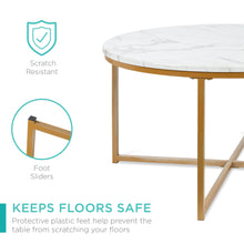 Load image into Gallery viewer, Round Coffee Table w/ Faux Marble Top, Metal Frame

