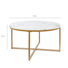 Load image into Gallery viewer, Round Coffee Table w/ Faux Marble Top, Metal Frame
