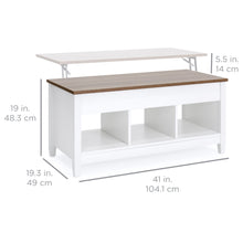 Load image into Gallery viewer, Coffee Table Furniture w/ Hidden Storage, Lift Tabletop, 2 Display Shelves
