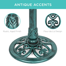 Load image into Gallery viewer, Lily Leaf Pedestal Bird Bath Decoration Accent w/ Floral Accents
